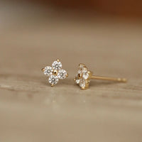 14k Gold Plated Sterling Silver Flower Stud Earrings