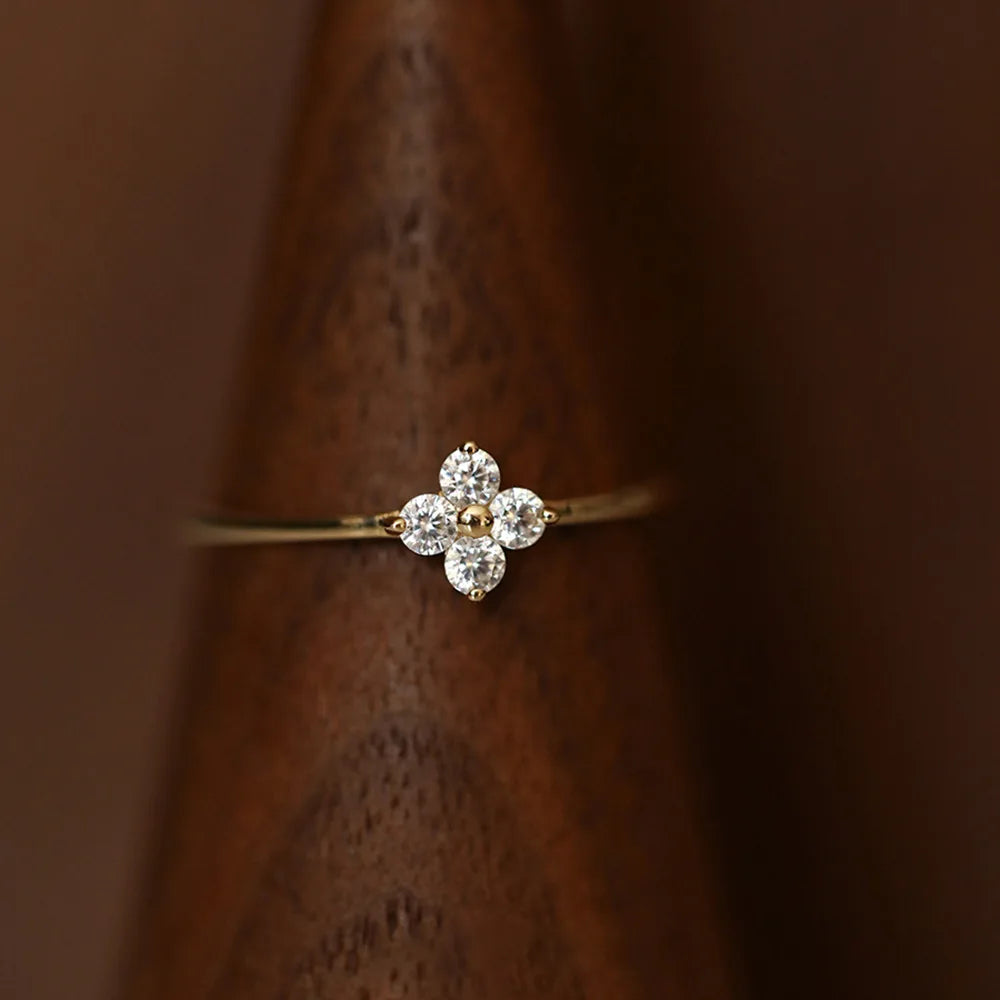 Gold Plated Sterling Silver Flower Ring