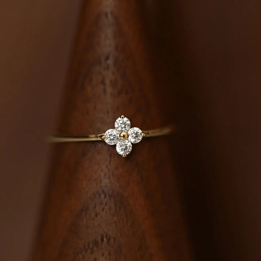 Gold Plated Sterling Silver Flower Ring