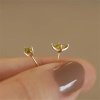 Gold Plated Sterling Silver Olive Green Marquise Earrings