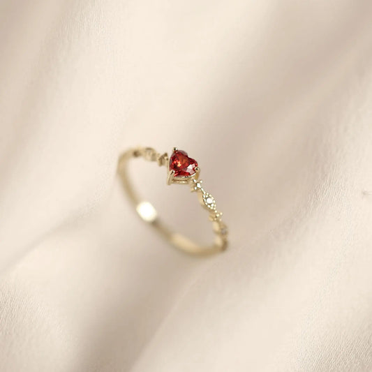 Sterling Silver Simulated Ruby Heart Ring