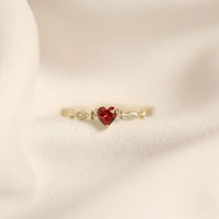 Sterling Silver Simulated Ruby Heart Ring