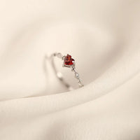 Sterling Silver Simulated Ruby Heart Ring