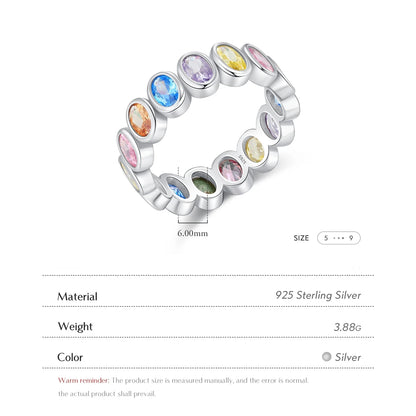 Multi-Color Cubic Zirconia Oval Eternity Ring
