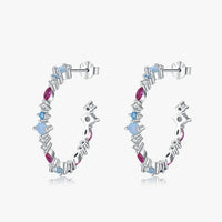 Sterling Silver Cubic Zirconia Opal Hoop Earrings