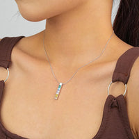 Multi-Color Rainbow Bar Pendant Necklace