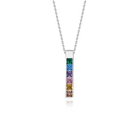 Multi-Color Rainbow Bar Pendant Necklace