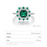 Sterling Silver Green Retro Square Ring