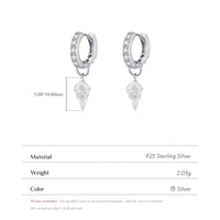 Sterling Silver Cubic Zirconia Drop Hoop Earrings