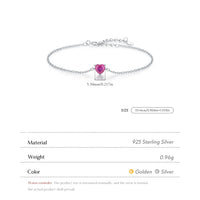 Sterling Silver Created Ruby Heart Bracelet