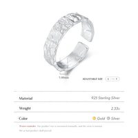 Sterling Silver Scrub Texture Open Ring