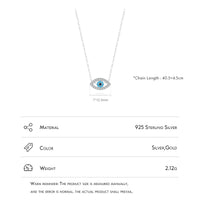 Sterling Silver Sea Blue Eye Pendant Necklace