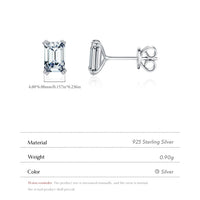 Emerald Cut Stud Earrings in Sterling Silver