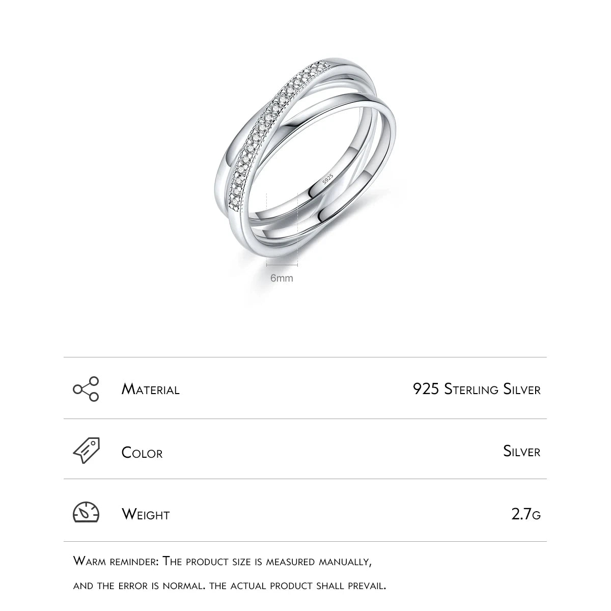 Sterling Silver Simple Cross Line Ring