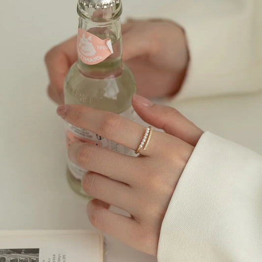 Sterling Silver Shell Pearl Open Ring