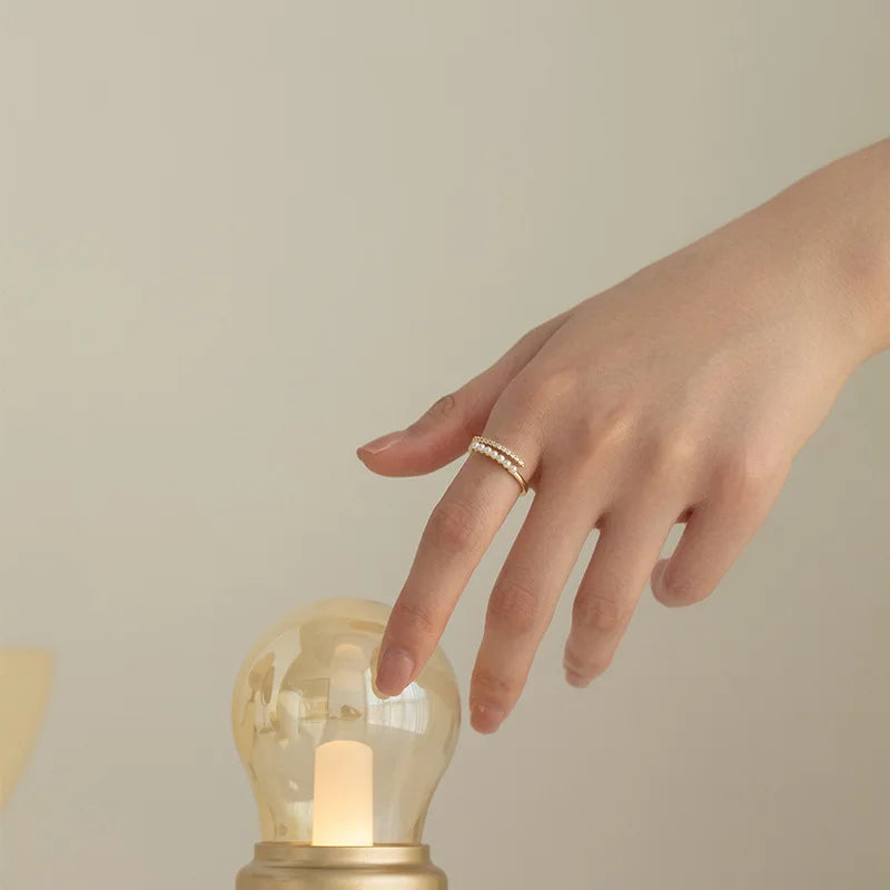 Sterling Silver Shell Pearl Open Ring