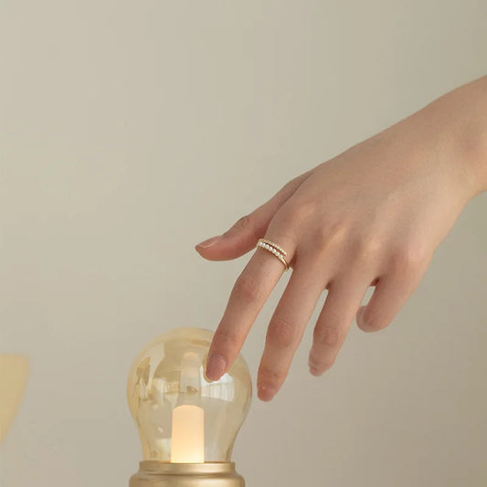 Sterling Silver Shell Pearl Open Ring