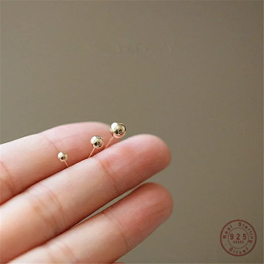 14k Gold Plated Sterling Silver Ball Stud Earrings