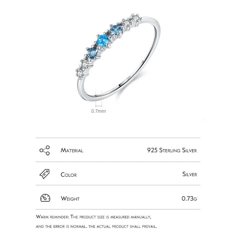 Sterling Silver Blue Stackable Thin Ring