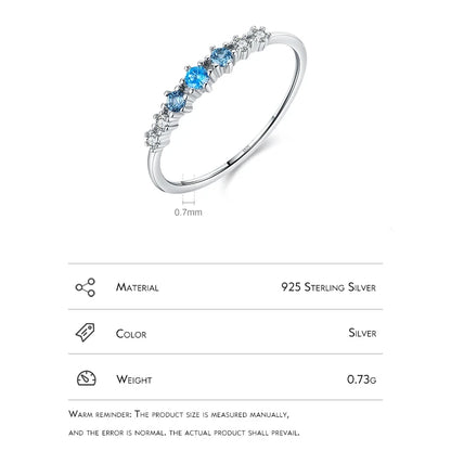 Sterling Silver Blue Stackable Thin Ring