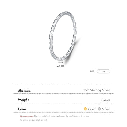 Sterling Silver Hammered Finish Stackable Ring