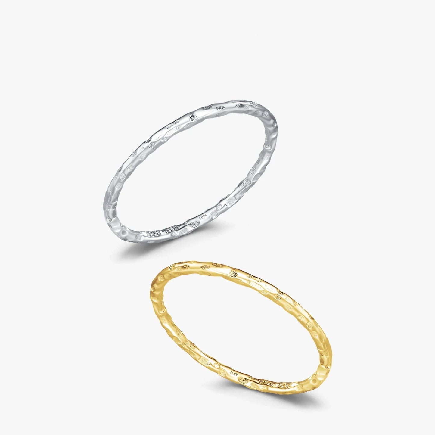 Sterling Silver Hammered Finish Stackable Ring