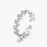 Sterling Silver Tree Leaf Band Adjustable Open Ring