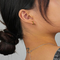Gold Plated Sterling Silver Black Hoop Earrings