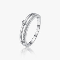 Sterling Silver Cubic Zirconia Double Layer Ring