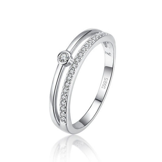 Sterling Silver Cubic Zirconia Double Layer Ring