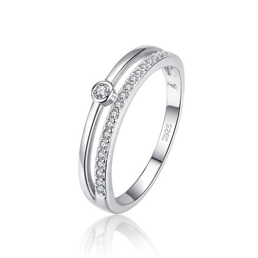 Sterling Silver Cubic Zirconia Double Layer Ring