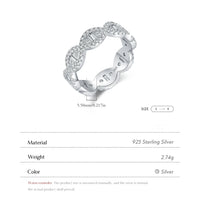 Sterling Silver Geometric Cubic Zirconia Eternity Stackable Ring