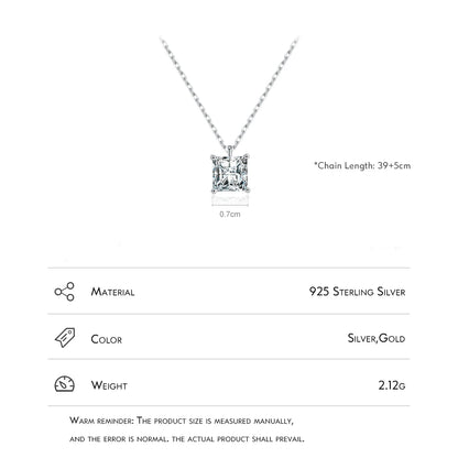 Sterling Silver Square Pendant Necklace