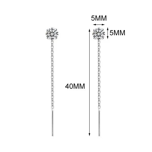 Sterling Silver Square Heart Tassel Drop Earrings