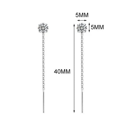 Sterling Silver Square Heart Tassel Drop Earrings