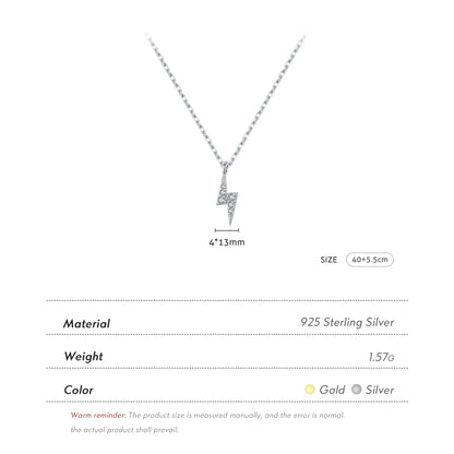 Sterling Silver Tiny Lightning Pendant Necklace