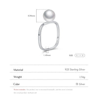 Sterling Silver Square Shell Pearl Ring