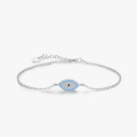 Sterling Silver Blue Turquoise Evil Eye Bracelet