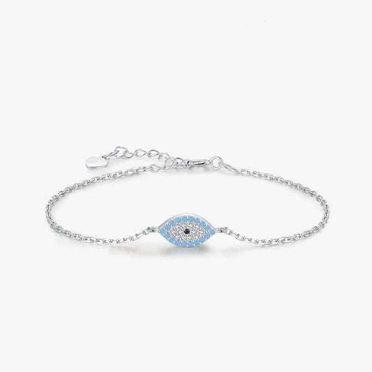 Sterling Silver Blue Turquoise Evil Eye Bracelet