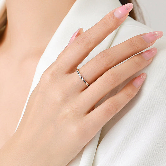 Sterling Silver Twisted Thin Stackable Ring