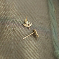 Gold Plated Sterling Silver Leaf Stud Earrings