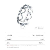 Sterling Silver Cubic Zirconia Vintage Heart Eternity Band Ring