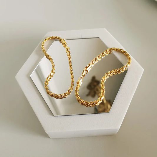 Gold Plated Sterling Silver Twisted Chain Bracelet