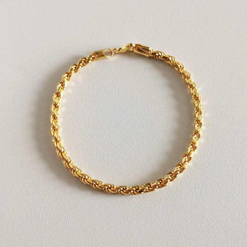 Gold Plated Sterling Silver Twisted Chain Bracelet