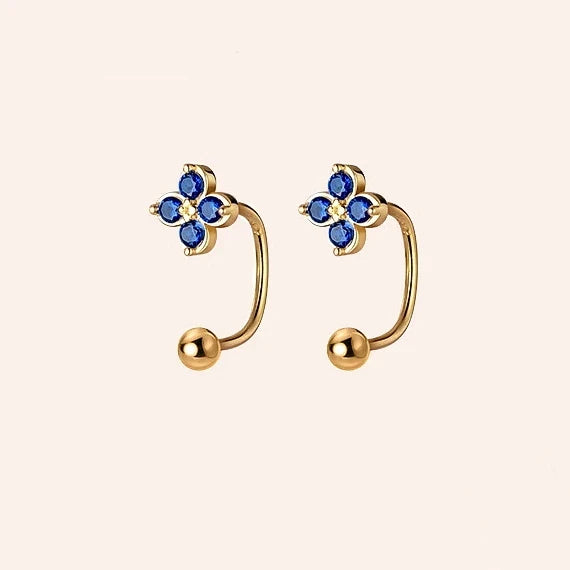 Blue Four Leaf Clover Piercing Earrings