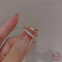 Gold Plated Sterling Silver Heart Open Ring