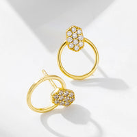 Gold Plated Sterling Silver Modern Circle Stud Earrings