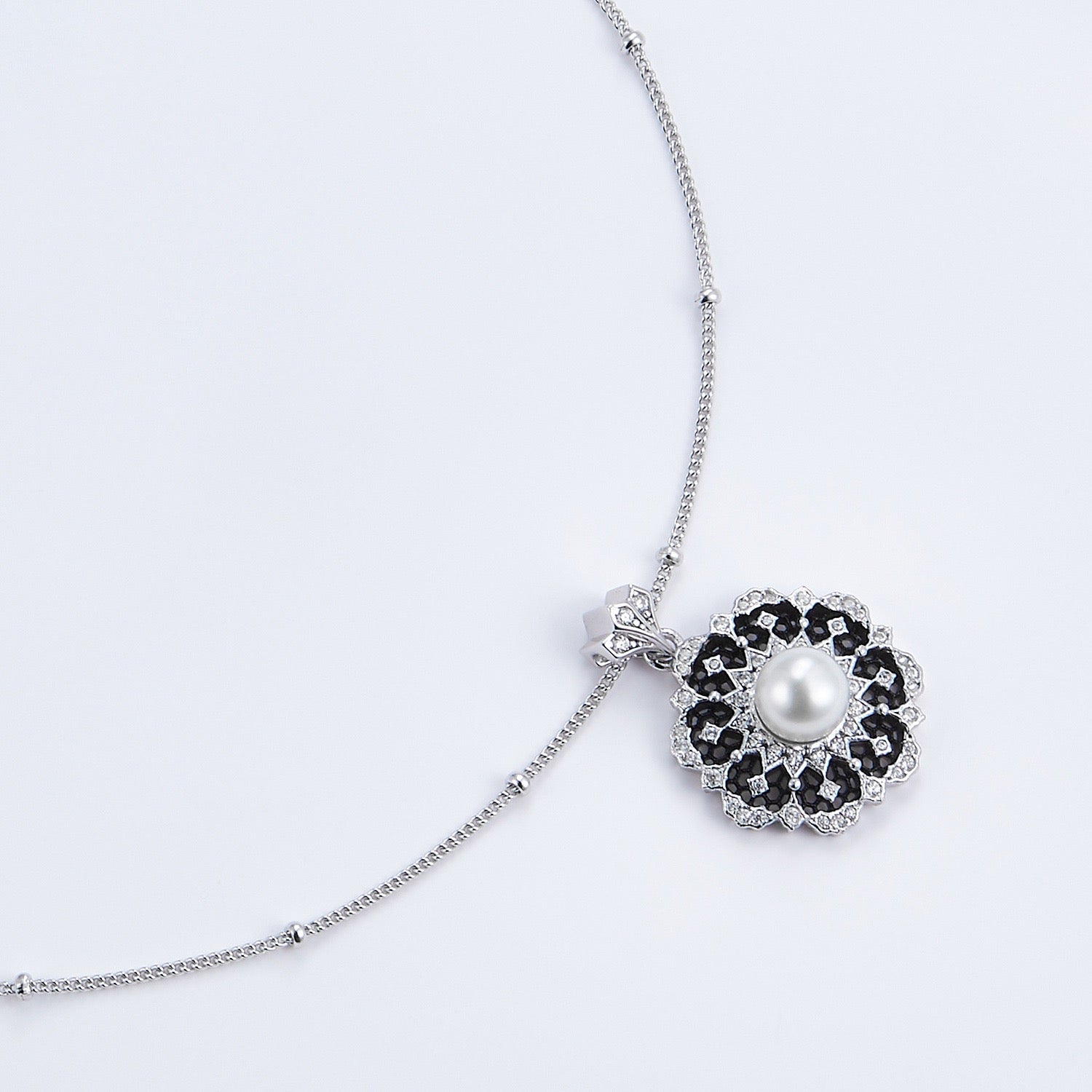 Floral Natural Pearl Sterling Silver Necklace