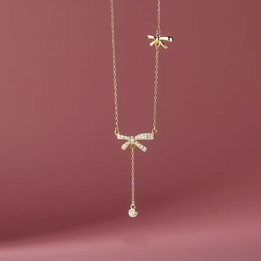 Sterling Silver Elegant Bow Necklace