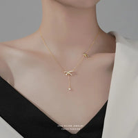 Sterling Silver Elegant Bow Necklace